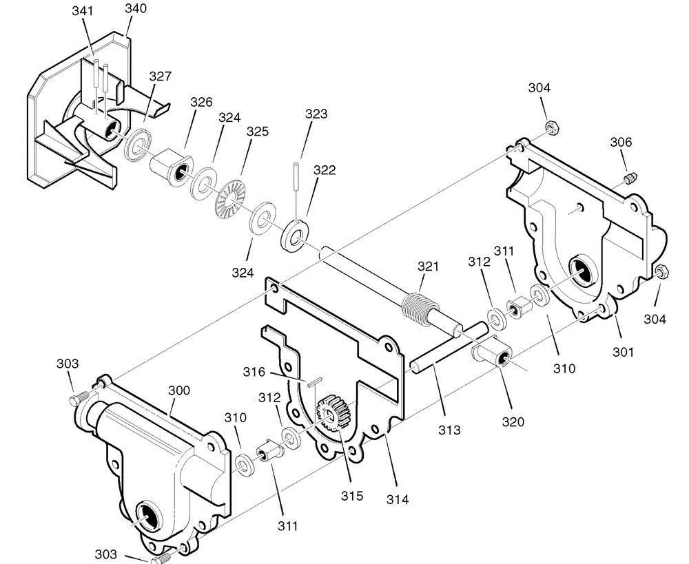 Gear Case Diagram and Parts List for 626750X16B 2004 Briggs and Stratton Snow Blower